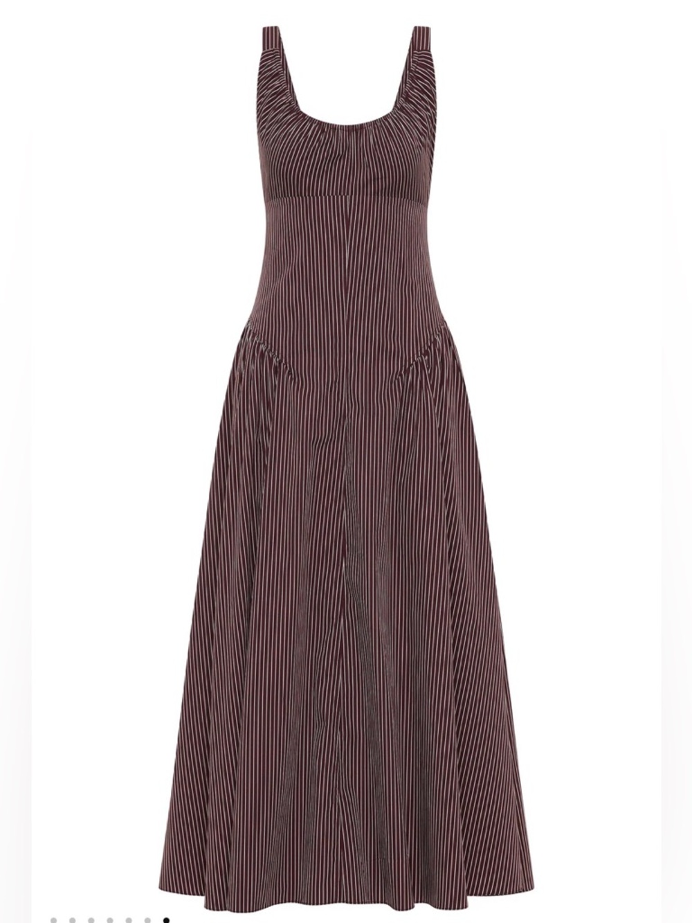Faithfull the Brand Burgundy and White Striped Midi Dress